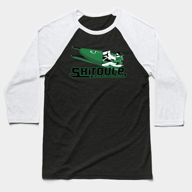 SKI green snowmobiles Baseball T-Shirt by Midcenturydave